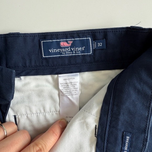 Vineyard Vines Breaker American Flag Whale Shorts Sz 32 Deep Cobalt Blue 9” Casu - Picture 2 of 9